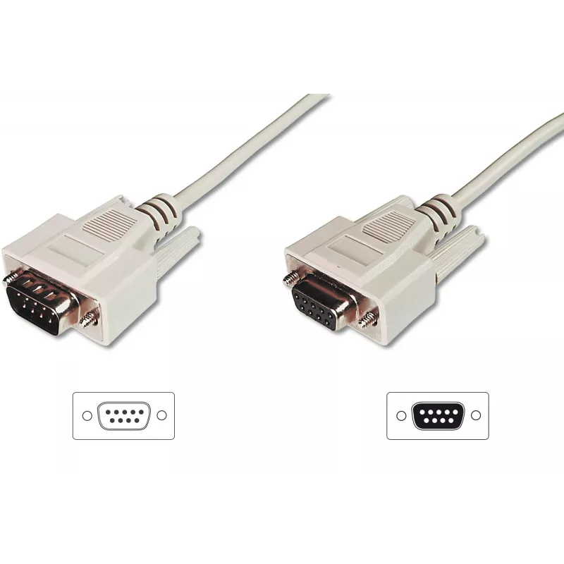 Digitus ASSMANN - Cavo prolunga seriale - DB-9 (M) - DB-9 (F) - 3 m - stampato, viti a testa zigrinata - beige (AK-610203-030-E)
