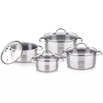 Set di pentole LAMART LTSSSET8 – set pentole in acciaio inox, 4 pezzi, pentole 1,5 L / 2,1 L / 2,9 L, coperchi in vetro