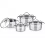 Set di pentole LAMART LTSSSET8 – set pentole in acciaio inox, 4 pezzi, pentole 1,5 L / 2,1 L / 2,9 L, coperchi in vetro