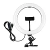 Ring light LED 26 cm con supporto per telefono e morsetto, USB