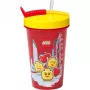 Bicchiere con cannuccia Room Copenhagen LEGO Iconic Girl Bright Red 500 ml (rosso/giallo)