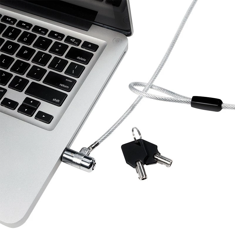 Cavo di sicurezza LogiLink NBS009 per notebook con chiave, 1,8 m, T-bar, 1,5 cm, 2 chiavi, slim, argento