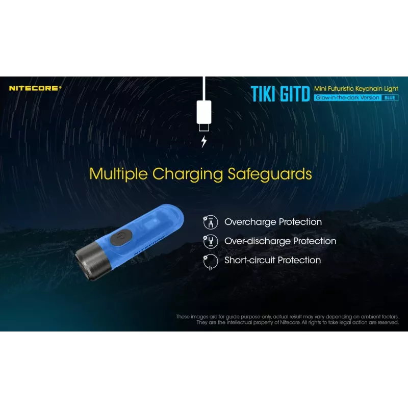 Nitecore TIKI GITD BLUE torcia, serie T, 300 lumen