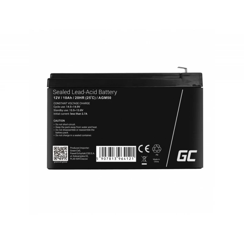 Batteria per UPS Green Cell AGM50 12 V 10 Ah VRLA AGM, 65×151×95 mm, 2,45 kg, nero