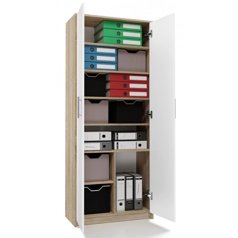 Armadio portadocumenti OLIV 2D 74x35x180 cm, rovere Sonoma/bianco