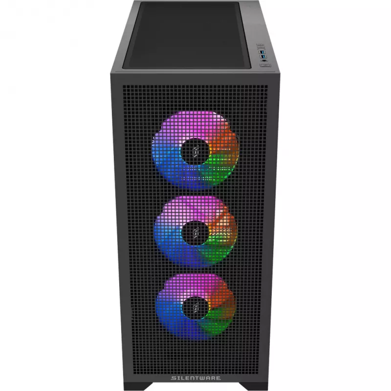 Case per PC Silentware Core 100 A-RGB nero — modello CORE100Schwarz, illuminazione A-RGB, formato Mid-Tower