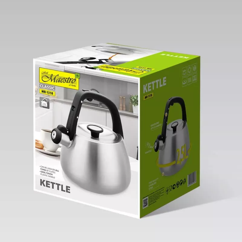Bollitore Maestro MR-1318 da 2,5 l, argento, nero
