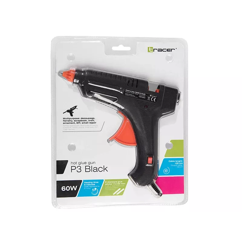 Pistola per colla a caldo TRACER 46512 P3 nero 100W