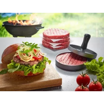 Pressa per hamburger GEFU 89419, plastica, Ø 11,8 cm, altezza 93 mm, grigio/nero
