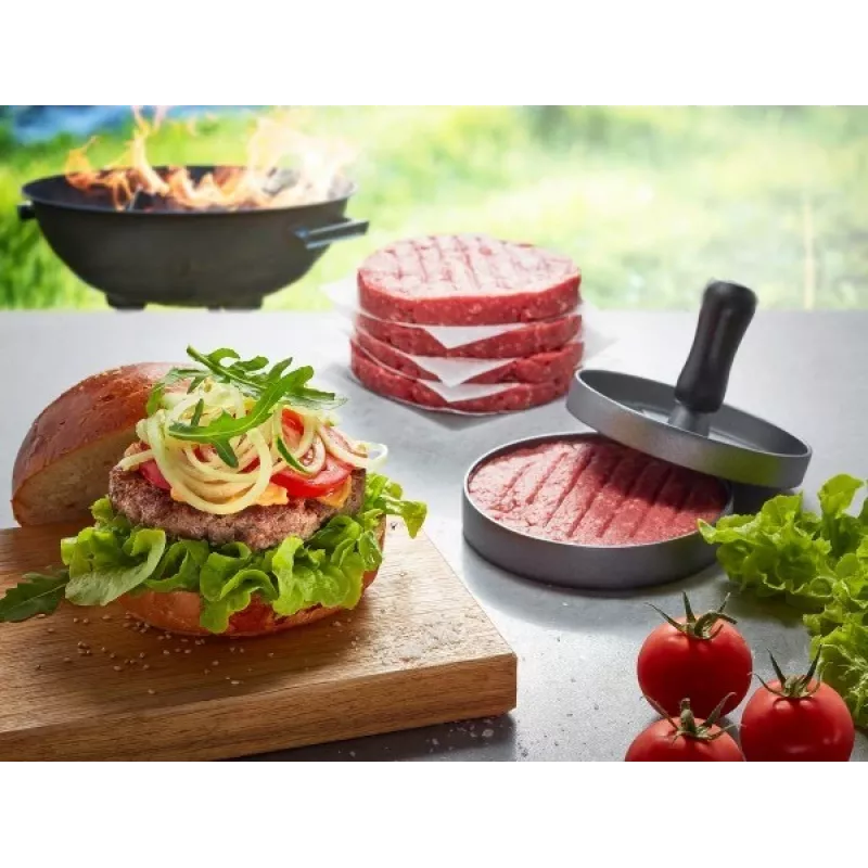 Pressa per hamburger GEFU 89419, plastica, Ø 11,8 cm, altezza 93 mm, grigio/nero