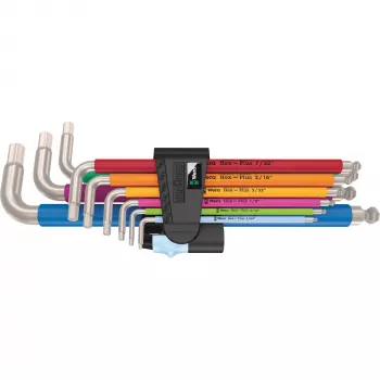 3950/9 Hex-Plus Multicolour Imperial Stainless 1 set di chiavi a brugola (nero, 9 pezzi, in pollici, con clip di fissaggio)