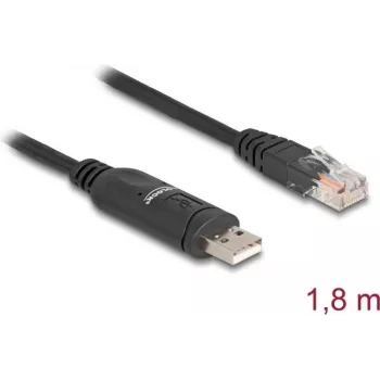 Adattatore DeLOCK USB 2.0 Type-A maschio su seriale RS-232 RJ45 maschio 1,8 m nero