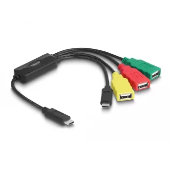 Hub USB DeLOCK 4 porte USB 2.0 con cavo USB Type-C su 3 x USB-A femmina + 1 x USB-C maschio