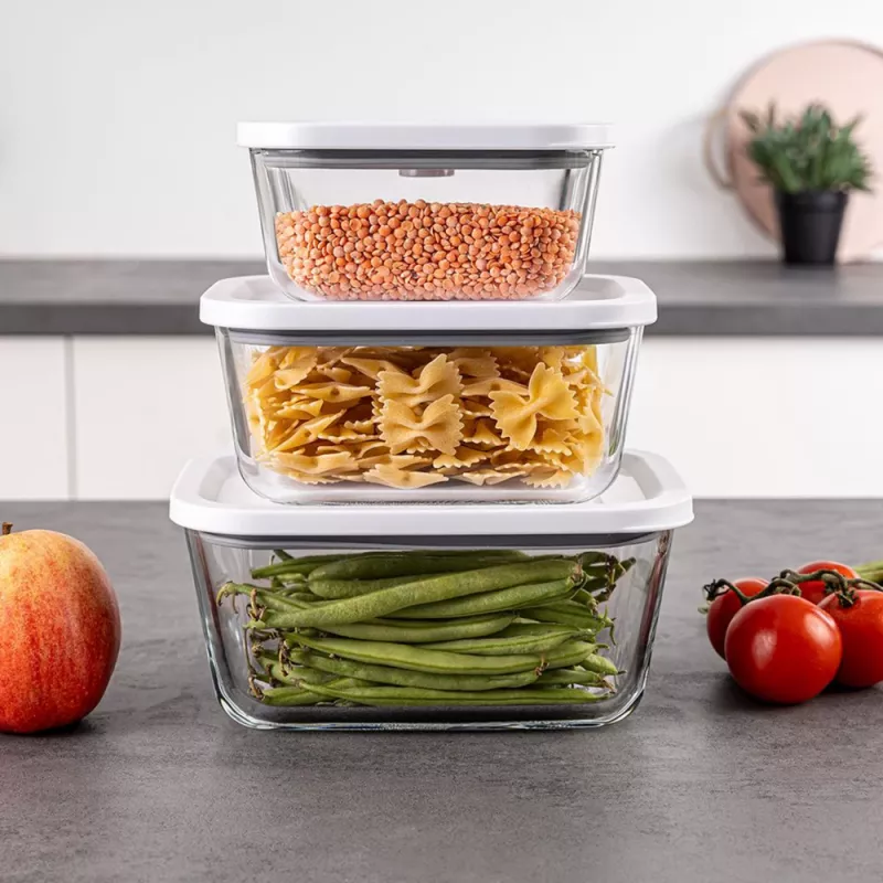 Set contenitori in vetro per sottovuoto Rommelsbacher VCG 1, 3 pezzi (350 ml, 670 ml, 1100 ml), trasparente