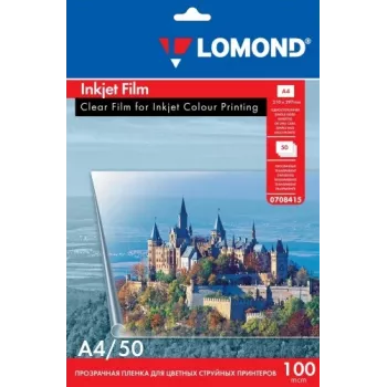Pellicola PET Lomond per stampanti inkjet trasparente A4, 50 fogli