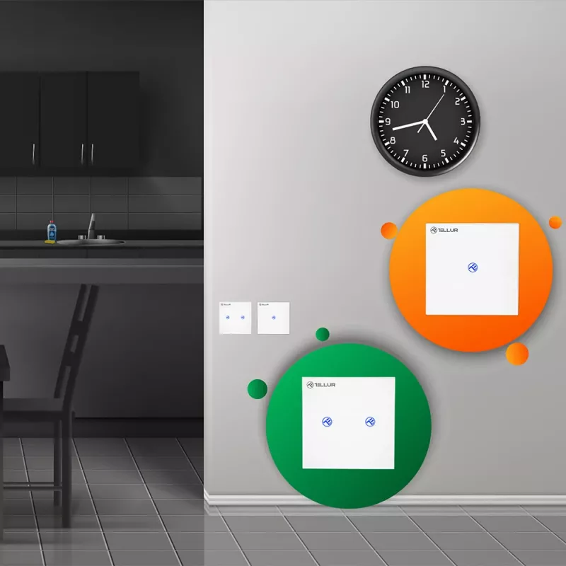 Interruttore smart WLAN Tellur SS2N — 2 porte, 1800 W totali, 10 A per canale