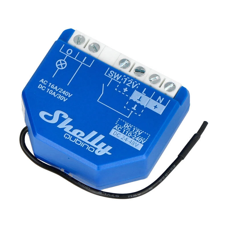 Relè intelligente Shelly Qubino Wave 1, 1 canale, da incasso, Z-Wave, 16 A, 110–240 V AC / 24–48 V DC, plastica, blu