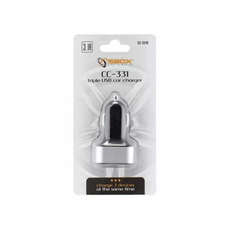 Sbox caricabatterie da auto CC-331B 3,1 A nero/grigio