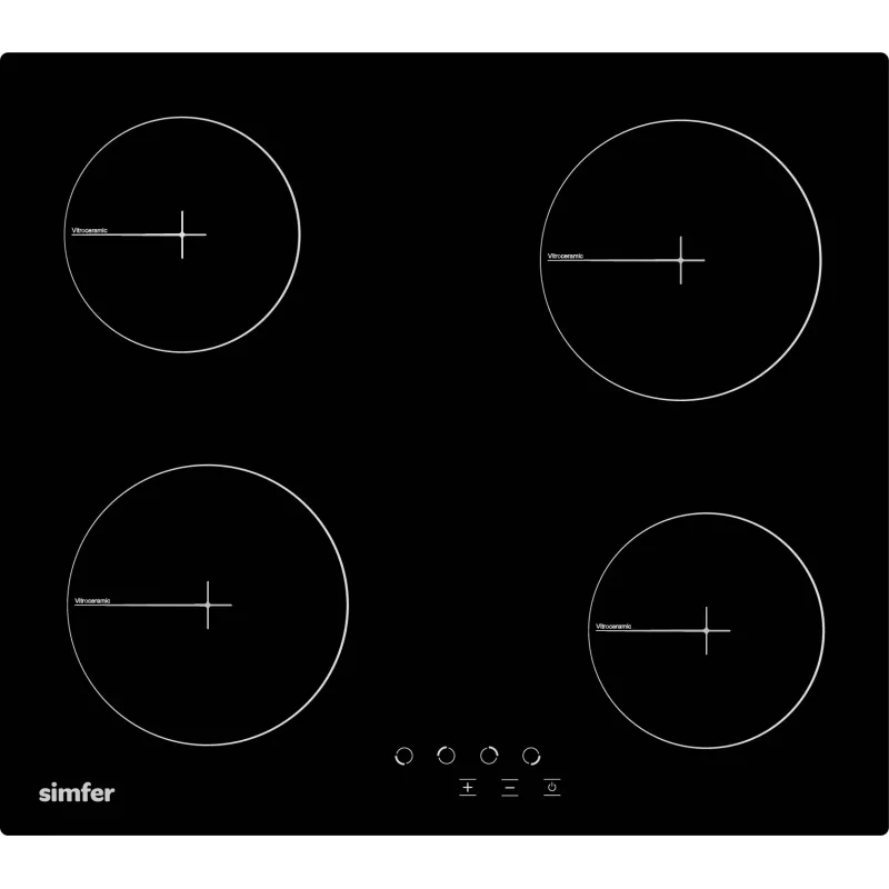 Piano cottura da incasso SIMFER H6.040.DECSP — 4 zone in ceramica, controllo touch, nero
