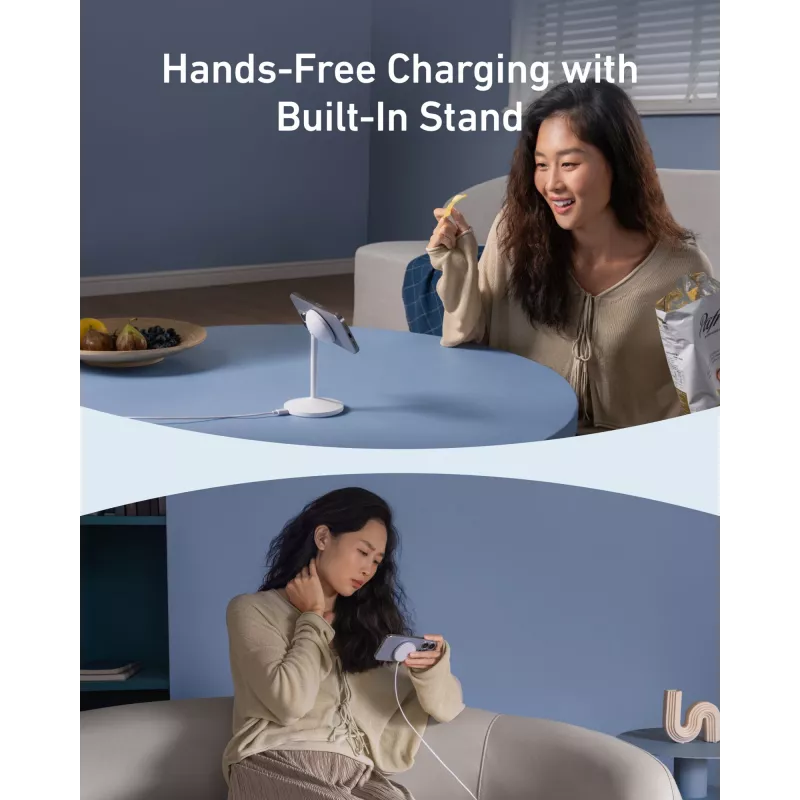 Anker MagGo Cuffie bianco USB senza fili ricarica rapida indoor