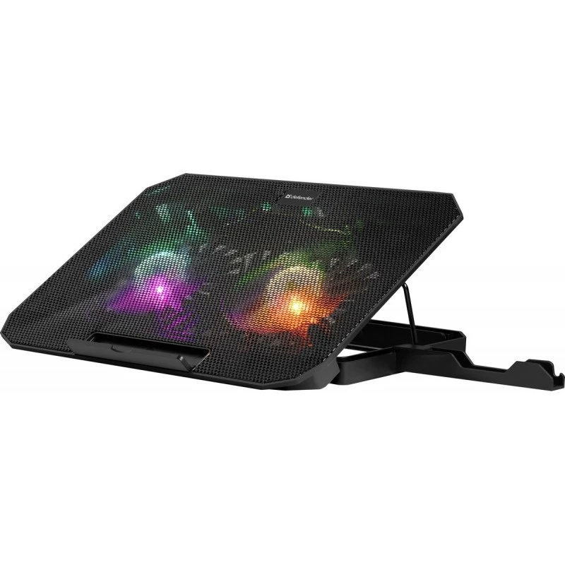 Base di raffreddamento per notebook DEFENDER NS-510 con 2 ventole, 2 porte USB e illuminazione RGB
