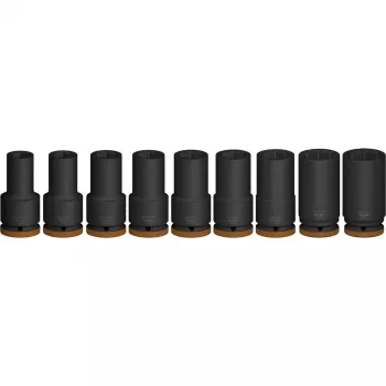 Set di bussole Bosch PRO 3/4 pollice, 9 pezzi, bussole profonde, nero