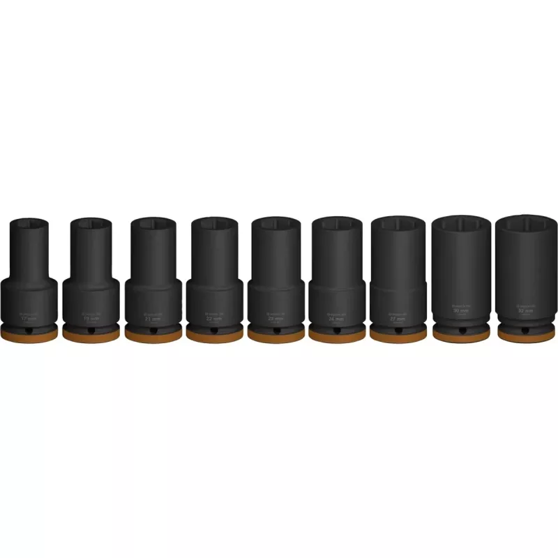 Set di bussole Bosch PRO 3/4 pollice, 9 pezzi, bussole profonde, nero