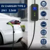 Caricabatterie mobile EV Qoltec regolabile 2in1 Type2 | 3.5kW | 230V | Wi-Fi | LCD | portatile | wallbox | 5m