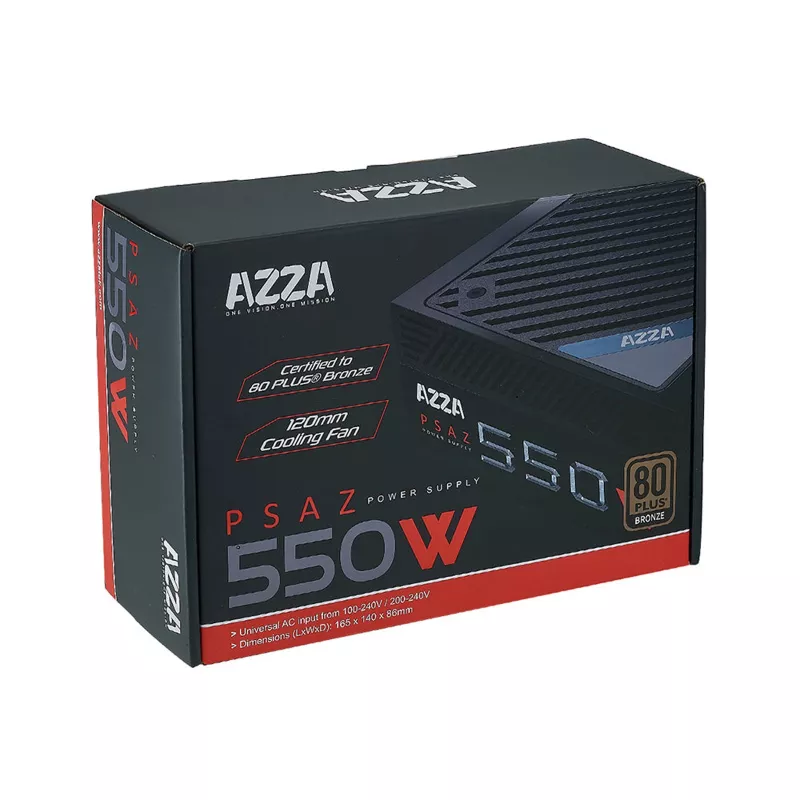 Alimentatore ATX AZZA PSAZ-550W 550 W, 80 PLUS Bronze, ventola da 120 mm