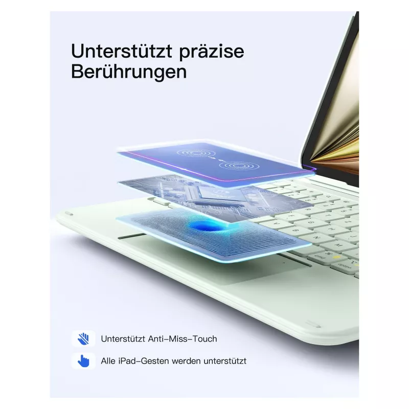 Inateck KB04122 Keyboard Folio per iPad 11, QWERTZ, verde