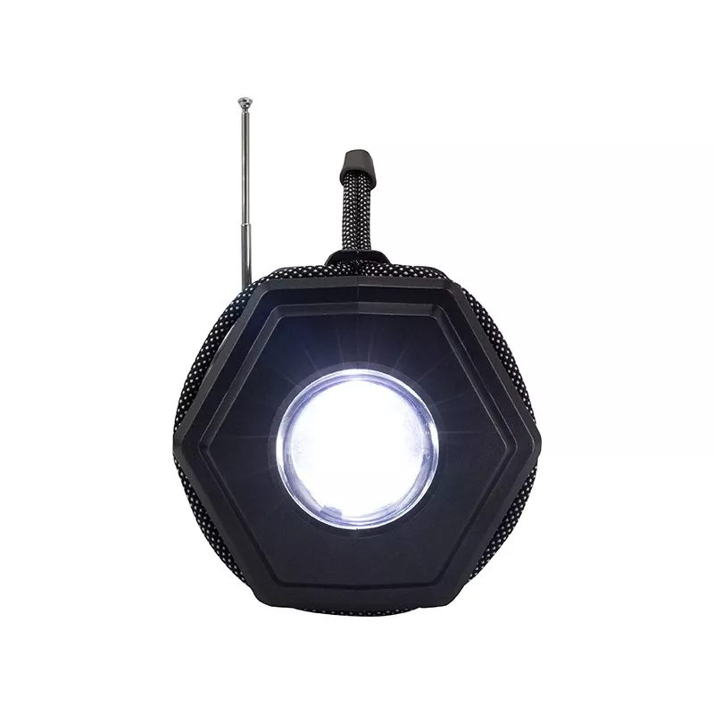 Tracer Explorer TRAGLO47616 speaker Bluetooth portatile, TWS, Bluetooth 5.3, 15 W RMS, radio FM, torcia, pannello solare, power bank da 1800 mAh, microSD, nero