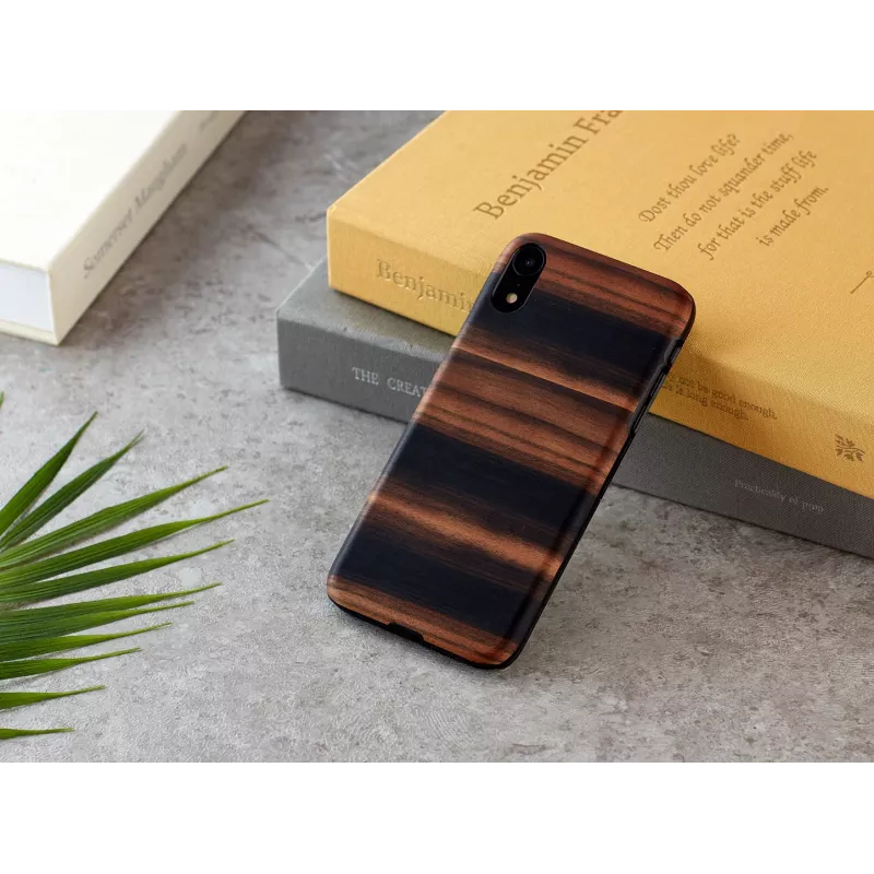 Custodia per smartphone man and wood per iPhone XR — nero ebano, guscio rigido protettivo