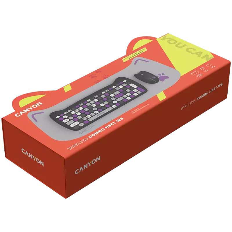 Set tastiera e mouse wireless CANYON HSET-W6 Kitty Edition – viola