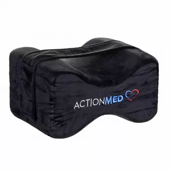 Cuscino ortopedico per ginocchia ActionMed PO500AM — supporto sagomato per l'allineamento della gamba, federa lavabile, nero