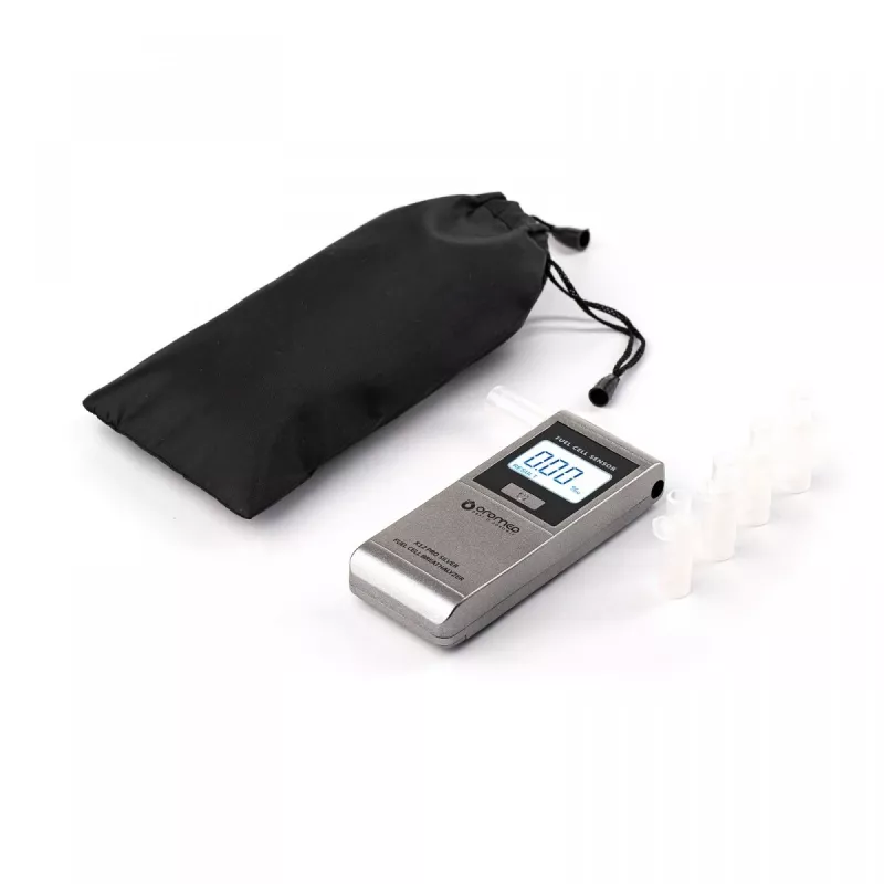 Etilometro ORO‑MED X12 PRO SILVER — etilometro senza contatto, range 0–4 g/L, LCD, batterie AAA