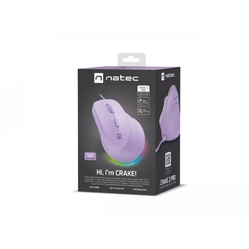 NATEC Crake 2 Pro mouse universale destrimani USB Type-A ottico 12800 DPI