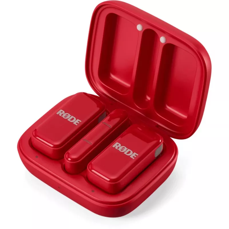 Microfono wireless Rode Wireless Micro — trasmettitore e ricevitore clip-on compatti, rosso