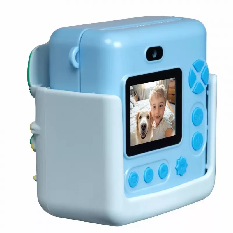 Denver KPC-1363BU Fotocamera istantanea per bambini Dino con stampante termica, 20 MP, blu