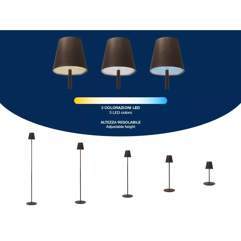 Beper P201UTP403 lampada da divano ricaricabile, controllo touch, altezza regolabile, 2,3 W, Corten