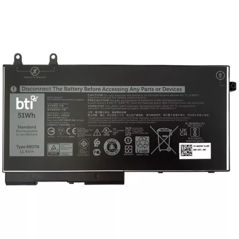 Batteria ricaricabile BTI per Dell Latitude 5420 Rugged 11,4 V 51 Wh (3 celle), nero