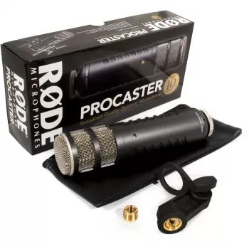 Microfono da studio dinamico RØDE Procaster — con filo, Mini-XLR (3 poli), 75–18.000 Hz, 32 Ω, -56 dB, nero, 695 g
