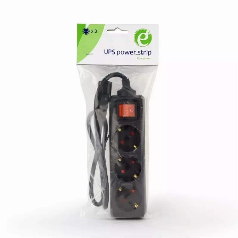 Gembird EG-PSU3-01 Prolunga di alimentazione 0,6 m 3 uscite AC per interni nero