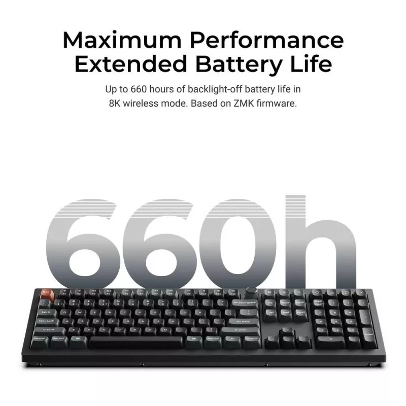 Tastiera meccanica Full-Size (100%) Keychron V6 Ultra 8K — QWERTY, Bluetooth, RGB LED, nero