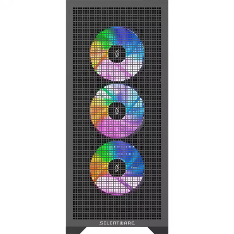 Case per PC Silentware Core 100 A-RGB nero — modello CORE100Schwarz, illuminazione A-RGB, formato Mid-Tower