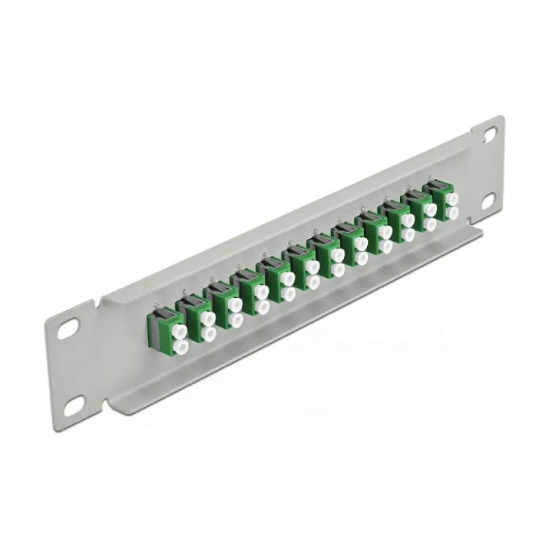 Patch panel fibra ottica DeLOCK 10 pollici 12 porte LC duplex verde 1U grigio