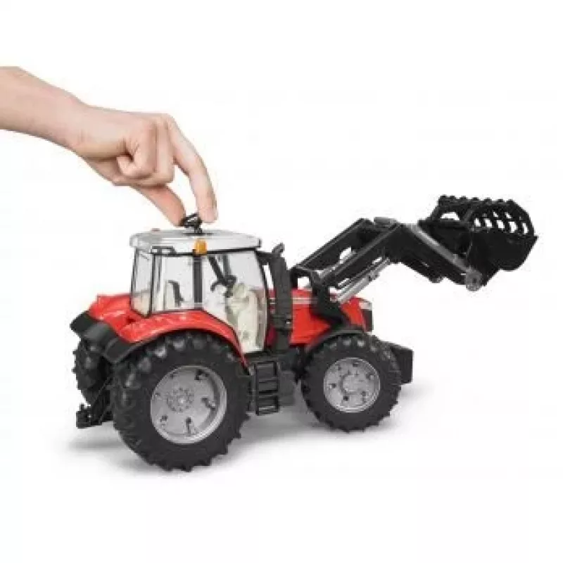 Trattore giocattolo BRUDER Massey Ferguson 7624 con caricatore frontale, rosso, per bambini da 3 anni