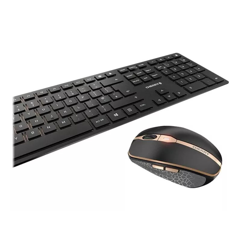 CHERRY DW 9100 SLIM Tastiera e mouse inclusi Universal RF Wireless + Bluetooth nordico nero