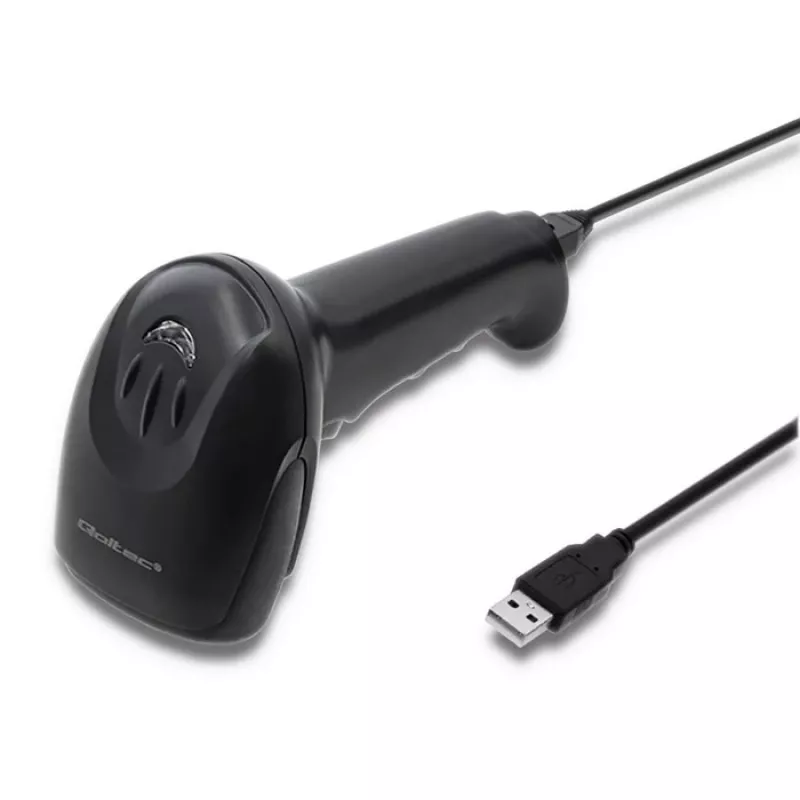 Lettore laser di codici a barre 1D CCD Qoltec 50866, USB, nero
