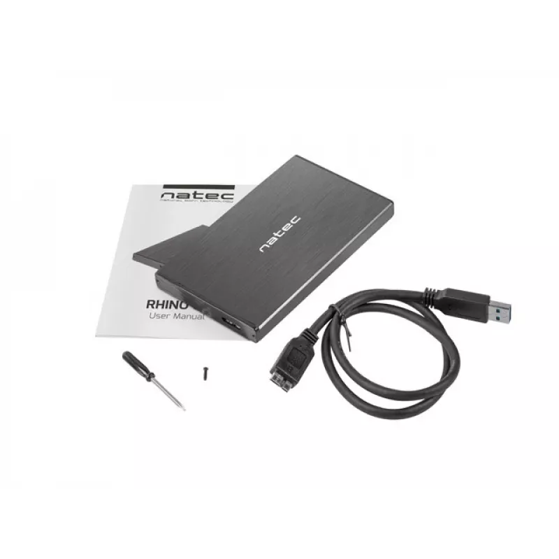 NATEC RHINO GO case USB 3.0 per HDD/SSD SATA 2,5'', nero alluminio