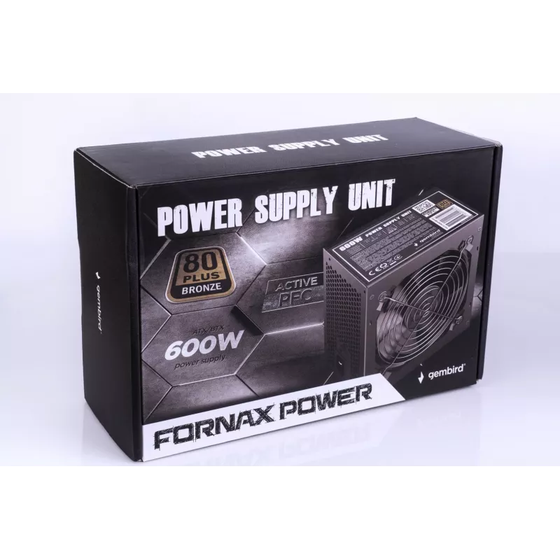 Alimentatore ATX 80+Bronze 600W PFC attivo, ventola 12 cm